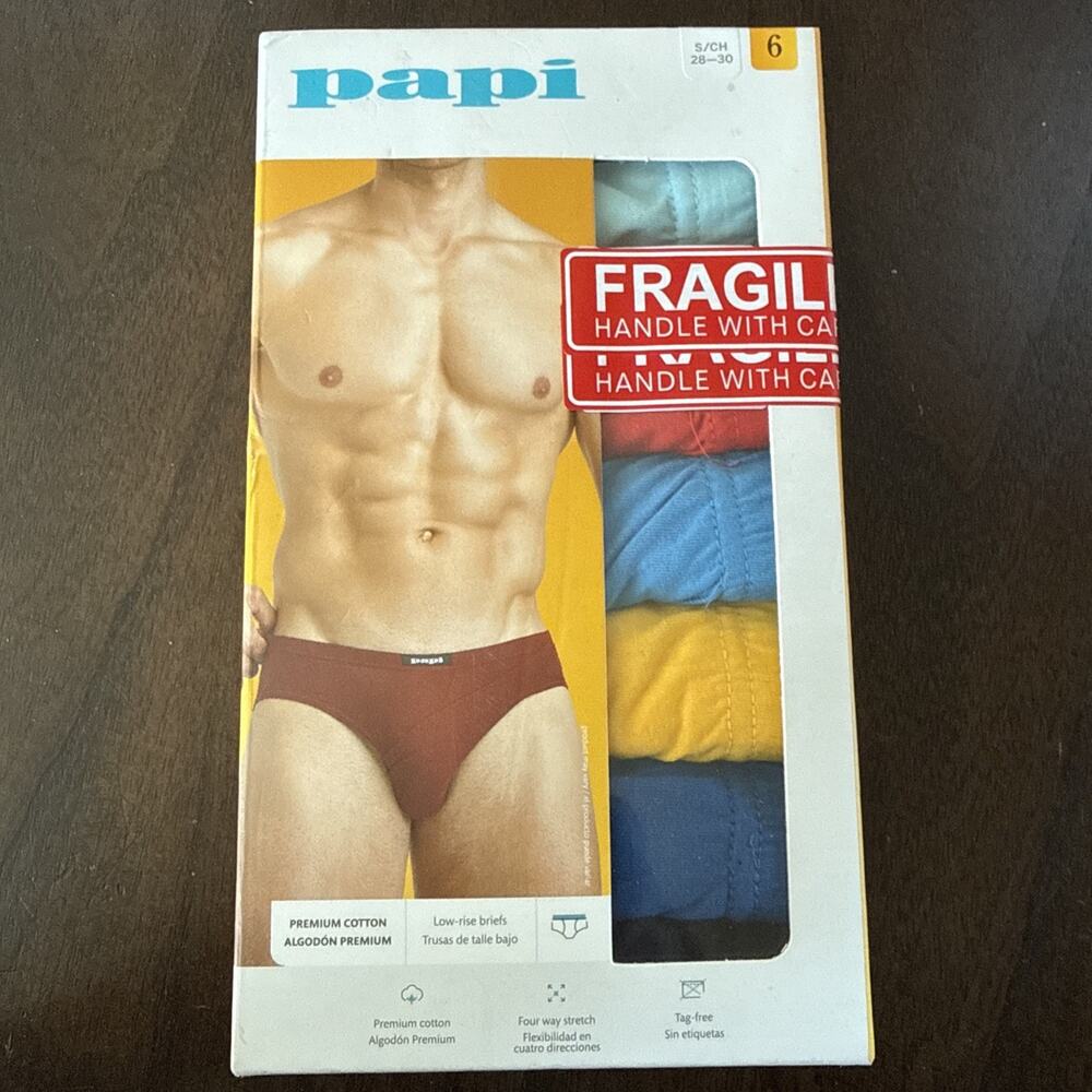 Papi Cotton Stretch Low-Rise Briefs Multicolor Small 6 Pack Tagless Men Speedo